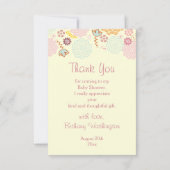 ベビーシャワーの空想のモダンの花柄ありがとう サンキューカード (裏面)