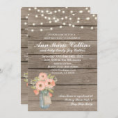 ベビーシャワーの素朴なひもはBabysの呼吸女の子をつけます 招待状 (正面/裏面)