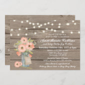 ベビーシャワーの素朴なひもはBabysの呼吸女の子をつけます 招待状 (正面/裏面)