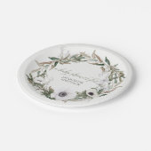 ベビーシャワーの素朴なリースのアネモネのオリーブの葉 ペーパープレート (アングル)