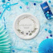 ベビーシャワーの素朴なリースのアネモネの小枝のリース ペーパープレート (パーティー)