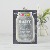 ベビーシャワーの素朴な納屋の木製のメーソンジャー 招待状 (スタンド正面)