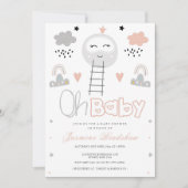 ベビーシャワーの経路は月へオベビー 招待状 (正面)