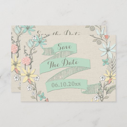 ベビーシャワーの花のリースの旗の保存日付 セーブザデート (正面/裏面)