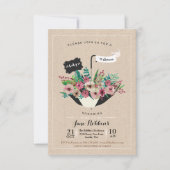 ベビーシャワーの花の傘のシンプルな設計の招待 招待状 (正面)