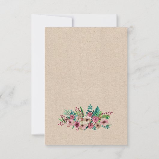 ベビーシャワーの花の傘のシンプルな設計の招待 招待状 (裏面)