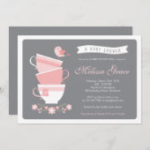 ベビーシャワーの茶招待/ハイティーのベビーシャワー 招待状 (正面/裏面)