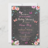 ベビーシャワーの蝶それは女の子または双生児の招待です 招待状 (正面)