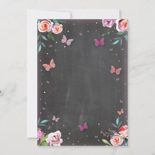 ベビーシャワーの蝶それは女の子または双生児の招待です 招待状 (裏面)