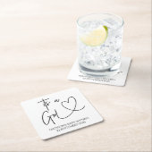 ベビーシャワーの装飾を施したガールコースター スクエアペーパーコースター (インサイチュ)