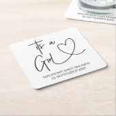 ベビーシャワーの装飾を施したガールコースター スクエアペーパーコースター (アングル)