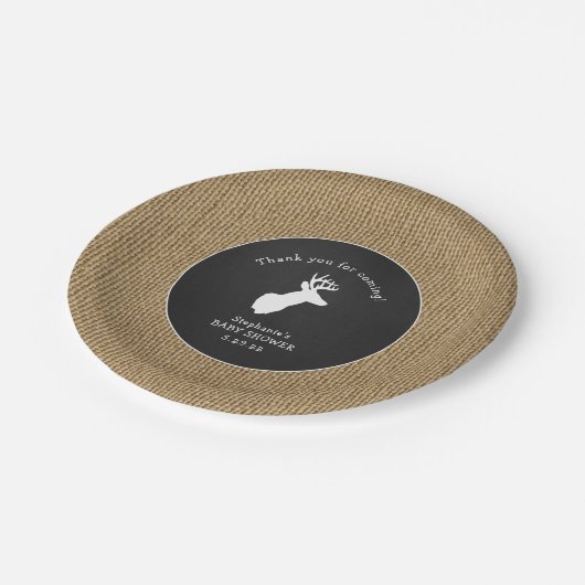 ベビーシャワーの装飾を、ohシカのバーラップのチョーク強く反対して下さい ペーパープレート (アングル)