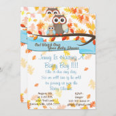 ベビーシャワーの誕生会の招待上のフクロウの腕時計 招待状 (正面/裏面)