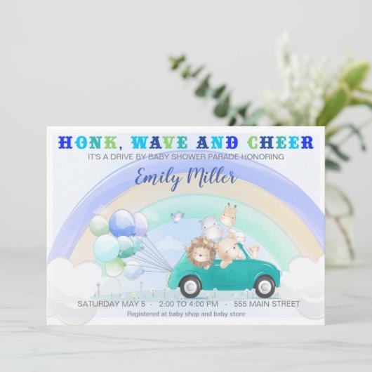 ベビーシャワーの誘いの少年によるジャングルドライブ 招待状 (スタンド正面)