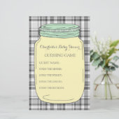 ベビーシャワーの謎解きゲームの黄色く真新しいメーソンジャー 便箋 (スタンド正面)