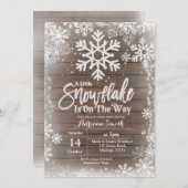ベビーシャワーの途中で少し雪片が出ている 招待状 (正面/裏面)