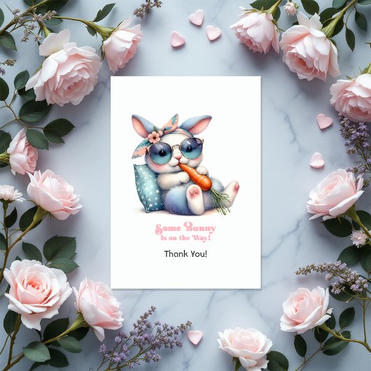 ベビーシャワーの途中にあるバニー サンキューカード
