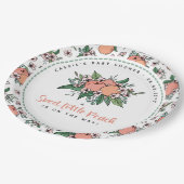 ベビーシャワーの途中にある甘い小さな桃  ペーパープレート (アングル)