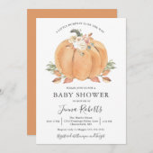 ベビーシャワーの途中の小さなカボチャ 招待状 (正面/裏面)