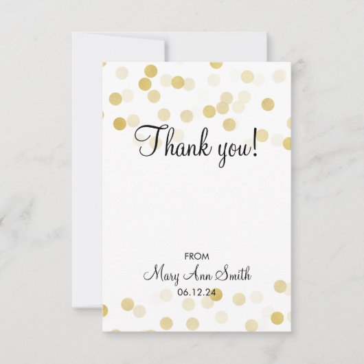 ベビーシャワーの金ゴールドホイルのグリッターライトありがとう サンキューカード (正面)