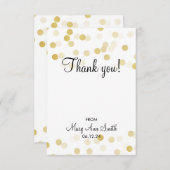 ベビーシャワーの金ゴールドホイルのグリッターライトありがとう サンキューカード (正面/裏面)