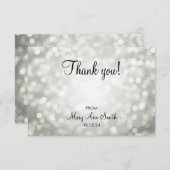 ベビーシャワーの銀のグリッターライトありがとう サンキューカード (正面/裏面)