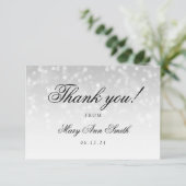 ベビーシャワーの銀の《写真》ぼけ味の輝きライトありがとう サンキューカード (スタンド正面)