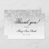ベビーシャワーの銀の《写真》ぼけ味の輝きライトありがとう サンキューカード (正面/裏面)