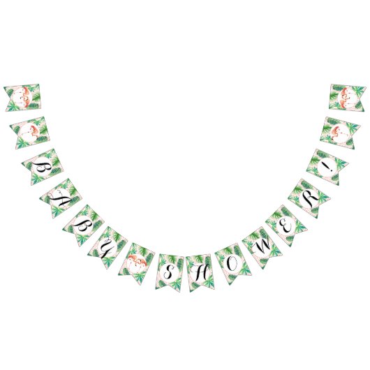 ベビーシャワーの長旗の旗布のフラミンゴの葉のストライプ バンティングフラッグ (全)