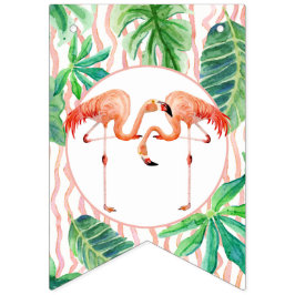 ベビーシャワーの長旗の旗布のフラミンゴの葉のストライプ バンティングフラッグ