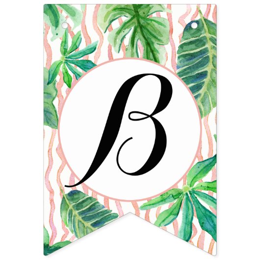 ベビーシャワーの長旗の旗布のフラミンゴの葉のストライプ バンティングフラッグ (第3の旗)