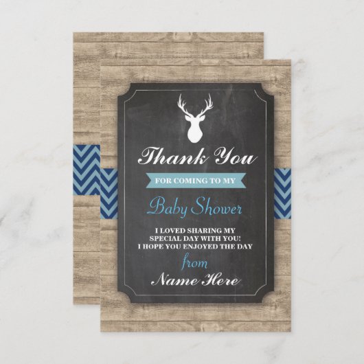 ベビーシャワーの雄鹿カード警官ありがとう 招待状 (正面/裏面)
