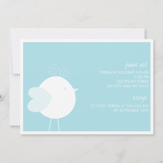 ベビーシャワーの鳥のためのカスタムな写真の招待状 招待状 (裏面)