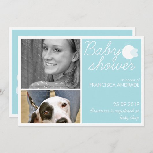 ベビーシャワーの鳥のためのカスタムな写真の招待状 招待状 (正面/裏面)