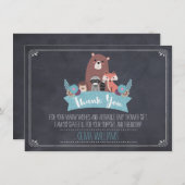 ベビーシャワーの黒板の森林サンキューカードの男の子 サンキューカード (正面/裏面)