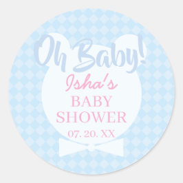 ベビーシャワーの「Oh baby」丸シール ラウンドシール