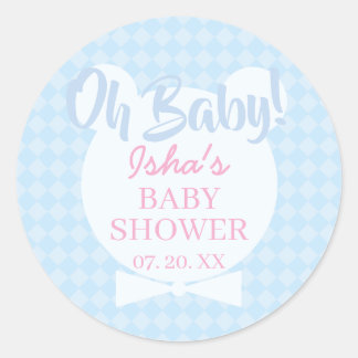 ベビーシャワーの「Oh baby」丸シール ラウンドシール