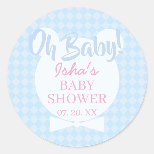 ベビーシャワーの「Oh baby」丸シール ラウンドシール (正面)