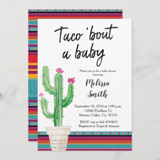 ベビーシャワーのMeixcanの招待状 招待状 (正面/裏面)