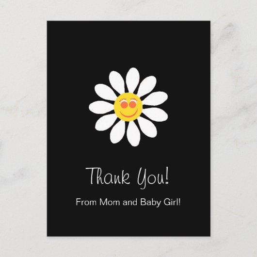 ベビーシャワーはかわいく幸せな顔のガーリーなデイジー感謝していしています ポストカード (正面)