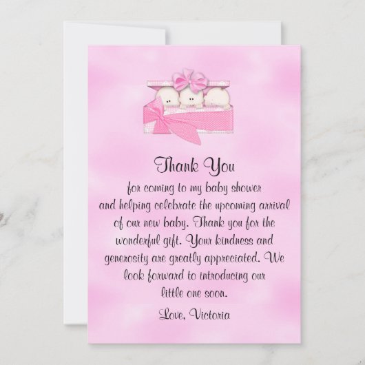 ベビーシャワーはそれによってが三重項の女の子である感謝していしています 招待状 (正面)