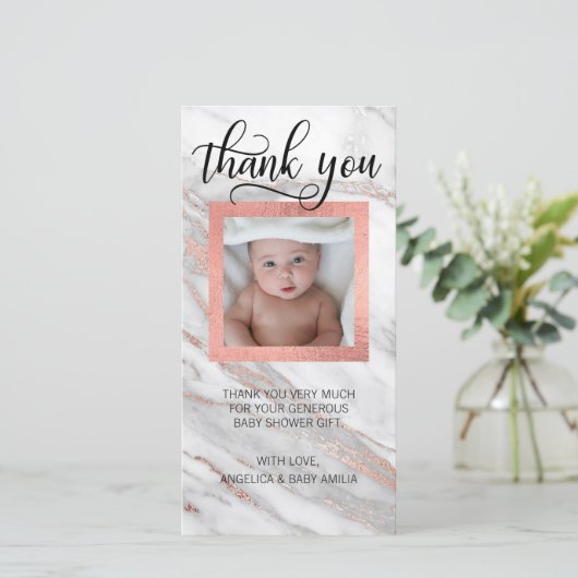 ベビーシャワーはピンクの金ゴールドホイル|の写真感謝していしています サンキューカード (スタンド正面)