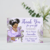 ベビーシャワーはラベンダーの銀感謝していしています サンキューカード (スタンド正面)