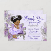 ベビーシャワーはラベンダーの銀感謝していしています サンキューカード (正面/裏面)