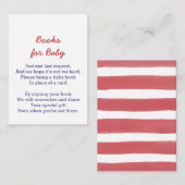 ベビーシャワーは本に赤い白のストライプのプリントを持って来ます エンクロージャーカード (正面/裏面)