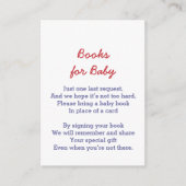 ベビーシャワーは本に赤い白のストライプのプリントを持って来ます エンクロージャーカード (正面)