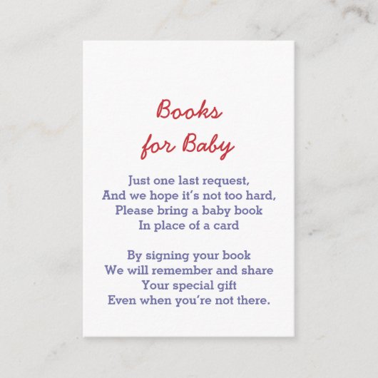 ベビーシャワーは本に赤い白のストライプのプリントを持って来ます エンクロージャーカード (正面)