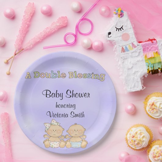 ベビーシャワーは男の子の女の子を結び付けます ペーパープレート (パーティー)