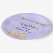 ベビーシャワーは男の子の女の子を結び付けます ペーパープレート (アングル)