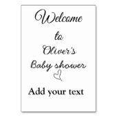 ベビーシャワーへようこそ名前の追加文字引用文 テーブルナンバー (裏面)